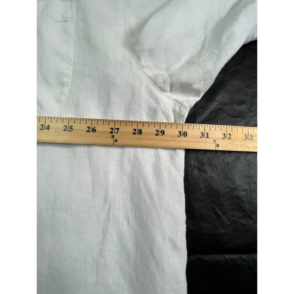 TOMMY BAHAMA Mens XXL Shirt White Linen‎ Loop Collar Crisp Pocket Front - Picture 3 of 7